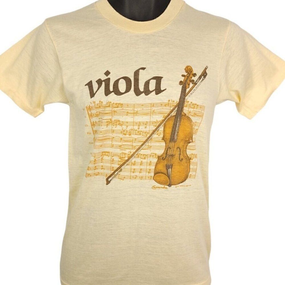 Viola T Shirt Vintage 80s Alto Violin String Instrument Sheet Music Made In USA